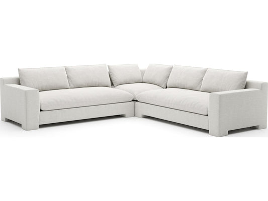 Devon 3-Piece Modular Polyester Blend L-Sectional in Ivory