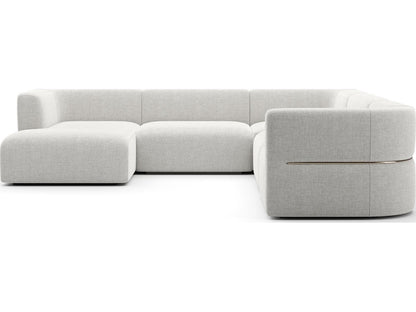 Rhythm 5-Piece Modular Left Chaise Sectional in Ivory Ribbed Linen