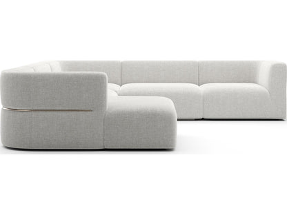 Rhythm 5-Piece Modular Left Chaise Sectional in Ivory Ribbed Linen