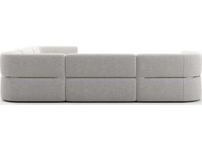 Rhythm 5-Piece Modular Left Chaise Sectional in Ivory Ribbed Linen