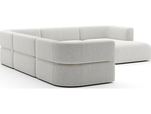 Rhythm Right Chaise L Sectional in Neutral Metallic Upholstery