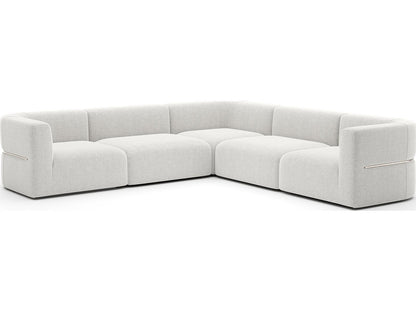 Rhythm L-Shape Modular Ribbed Linen Sectional Sofa in Neutral Metallic