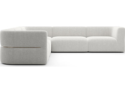 Rhythm L-Shape Modular Ribbed Linen Sectional Sofa in Neutral Metallic