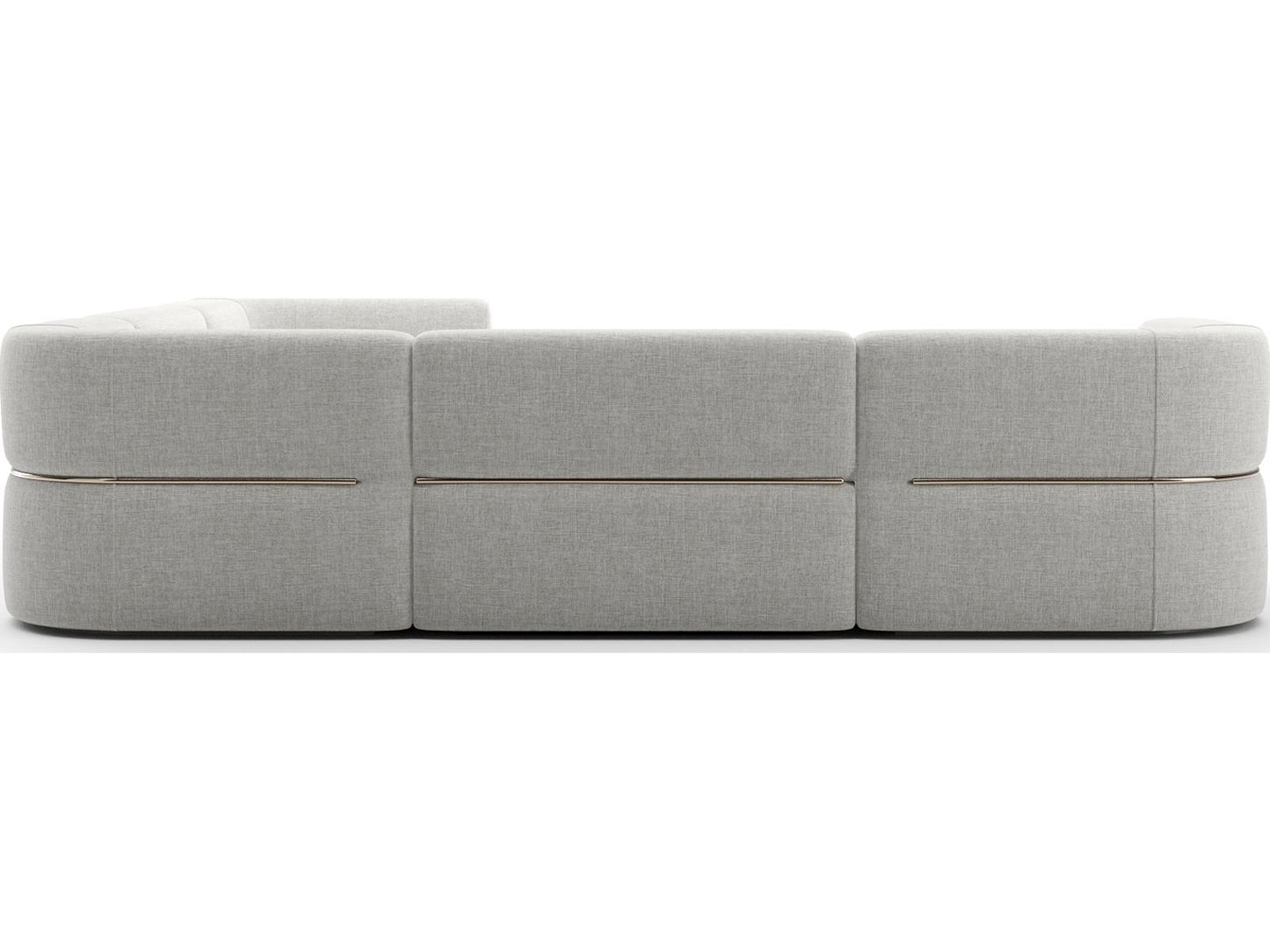 Rhythm L-Shape Modular Ribbed Linen Sectional Sofa in Neutral Metallic