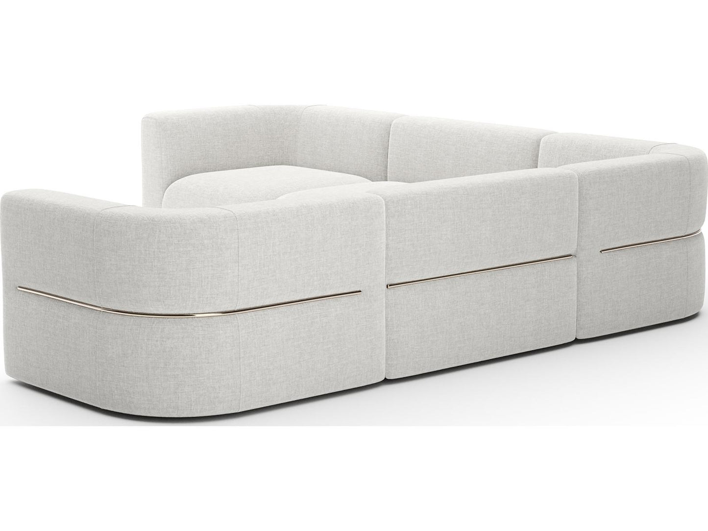 Rhythm L-Shape Modular Ribbed Linen Sectional Sofa in Neutral Metallic