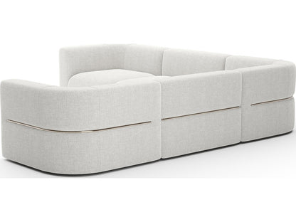 Rhythm L-Shape Modular Ribbed Linen Sectional Sofa in Neutral Metallic