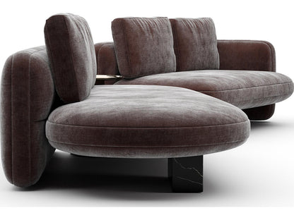 Overlap 3-Piece Left Bumper Sectional Polyester Velvet Sofa in Dark Taupe