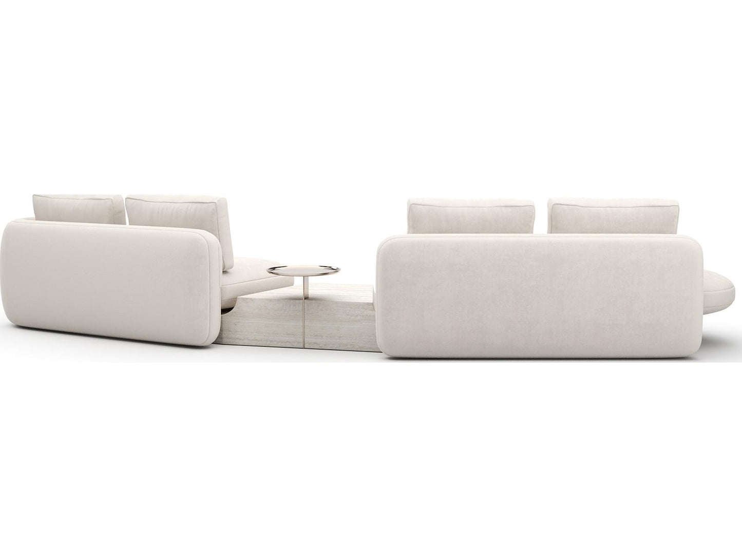 Overlap 3-Piece Left Bumper Sectional Sofa in Ecru Fabric with Whisper of Gold