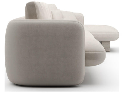 Overlap 3-Piece Modular Ecru Linen Sectional with Right Chaise