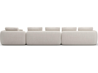 Overlap 3-Piece Modular Ecru Linen Sectional with Right Chaise