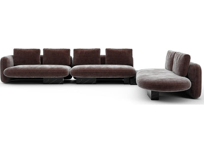 Overlap 4-Piece Modular Velvet Sectional in Dark Taupe