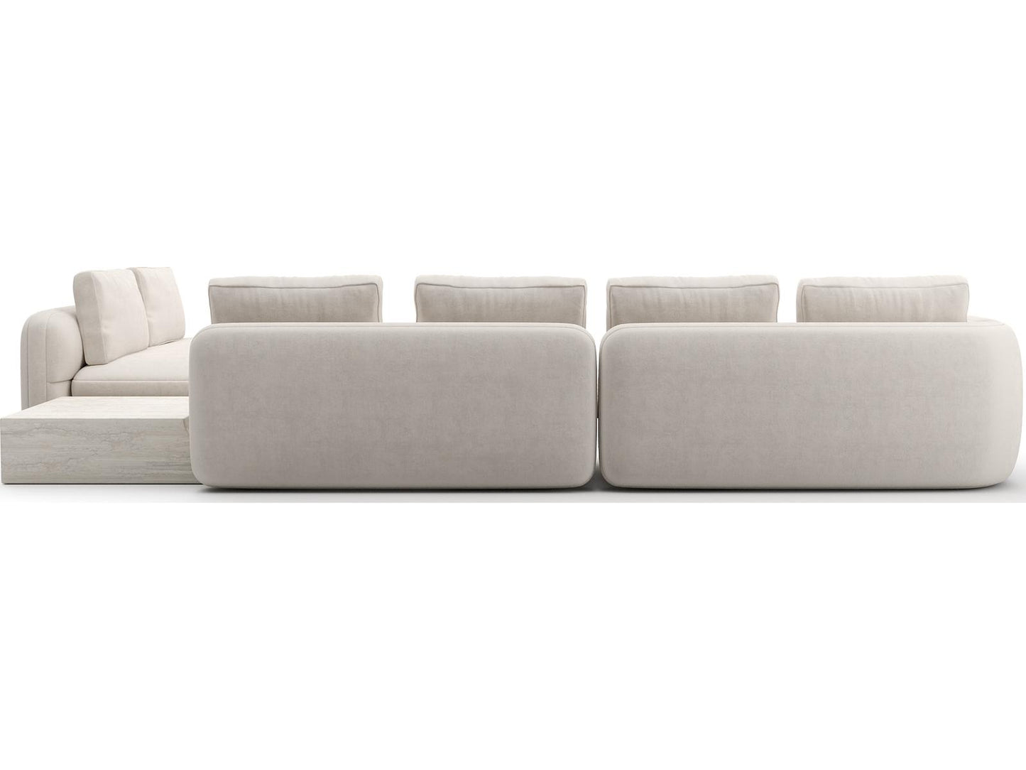 Overlap 4-Piece Modular Fabric Sectional in Ecru with Whisper of Gold Finish