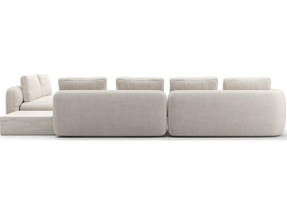 Overlap 4-Piece Modular Fabric Sectional in Ecru with Whisper of Gold Finish