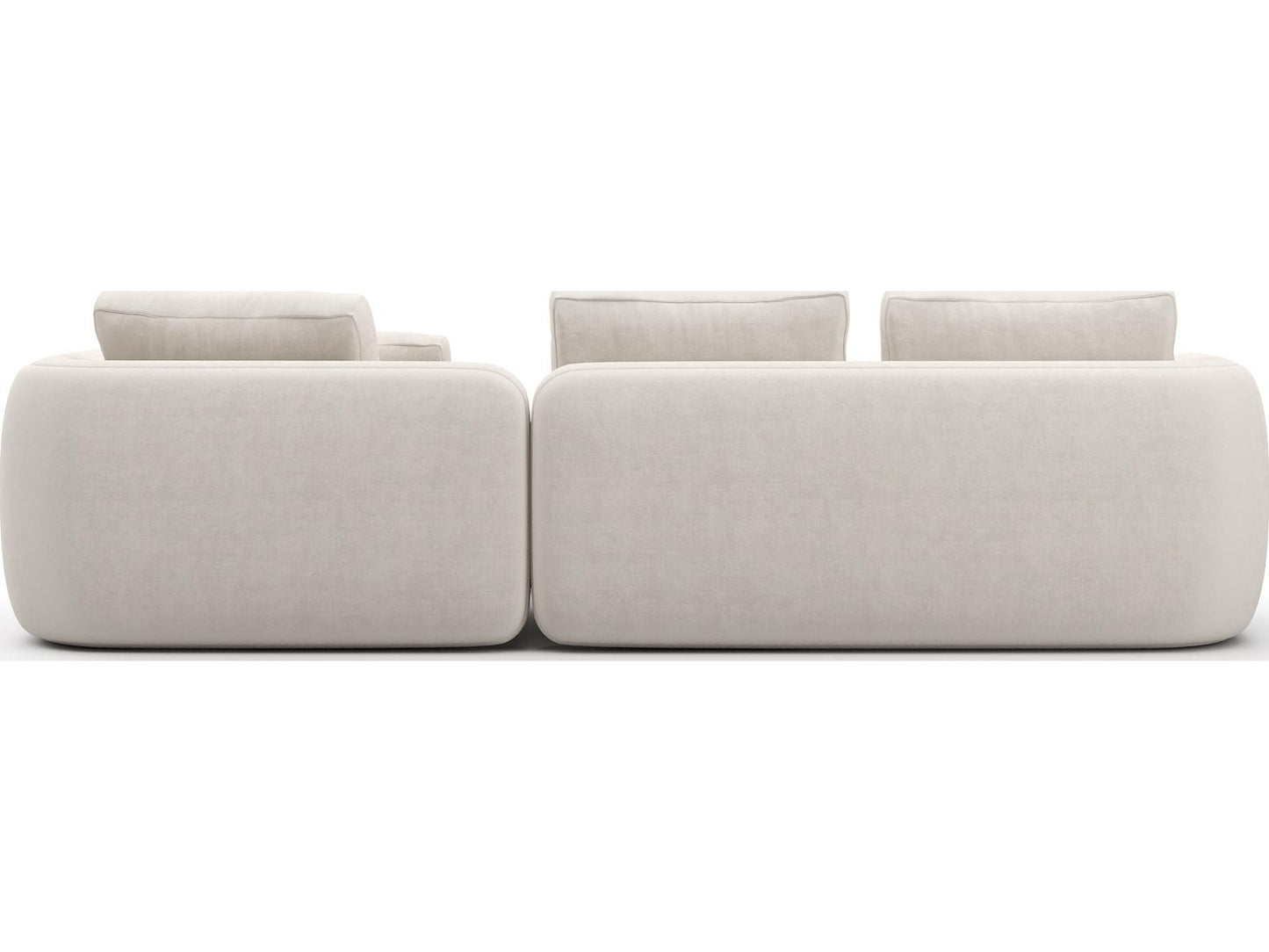 Overlap 2-Piece Ecru Linen Right Chaise Sectional Sofa with Travertine Base