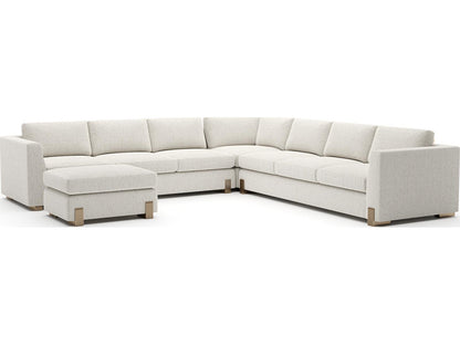 Counter Balance Large Modular Sectional Sofa in Oatmeal Melange with Brushed Gold Legs