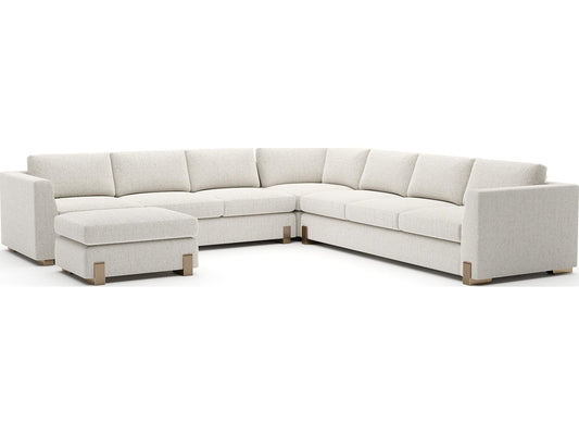 Counter Balance Large Modular Sectional Sofa in Oatmeal Melange with Brushed Gold Legs