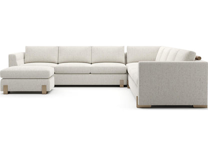 Counter Balance Large Modular Sectional Sofa in Oatmeal Melange with Brushed Gold Legs