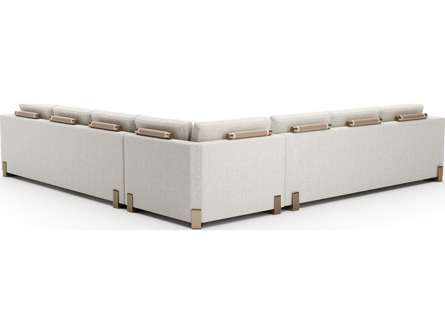 Counter Balance Large Modular Sectional Sofa in Oatmeal Melange with Brushed Gold Legs