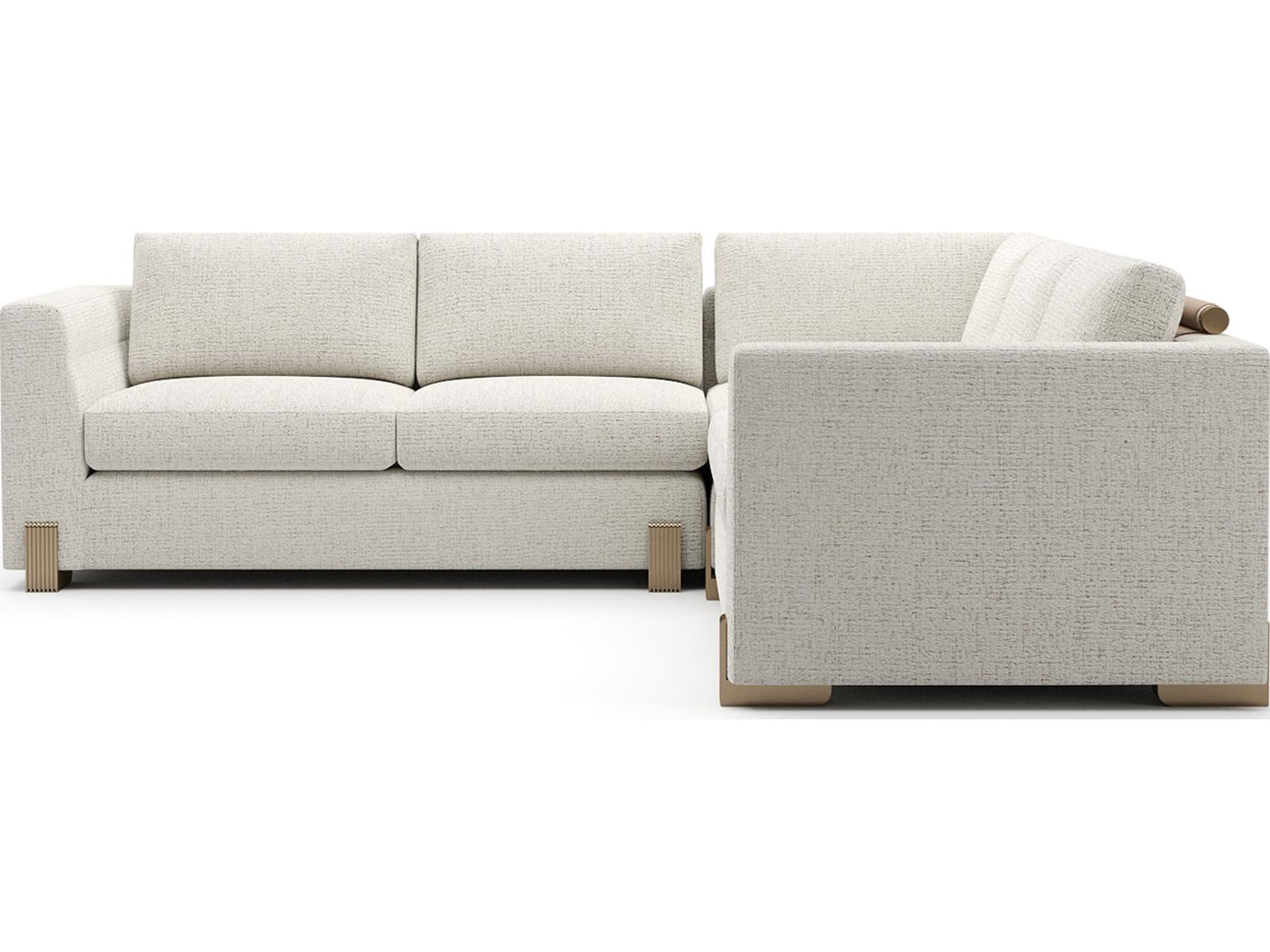 Counter Balance Small L-Shaped Sectional Sofa in Oatmeal Melange Fabric