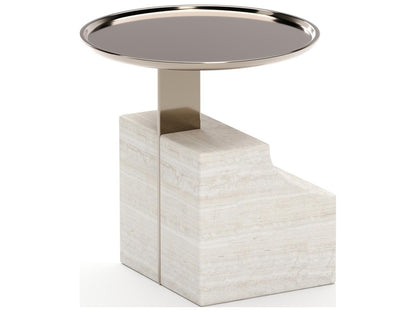 Overlap Round Stone End Table