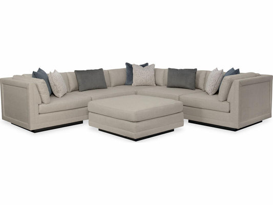 Fusion 6-Piece Modular Fabric Sectional Sofa with Ottoman in Simply Black