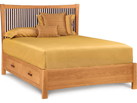 Berkeley California King Solid Cherry Storage Bed with Walnut Accents