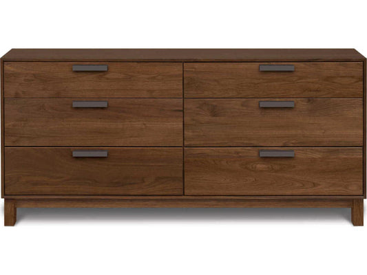 Savoy 6-Drawers Brown Walnut Wood Double Dresser