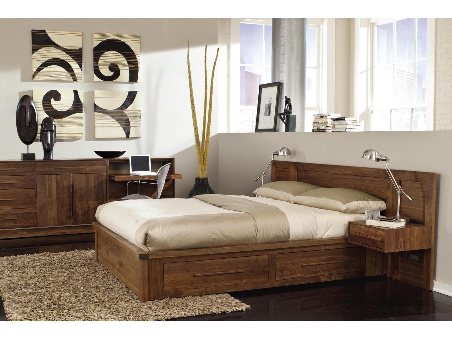 Moduluxe 5-Drawer 2-Door Dresser in Natural Walnut