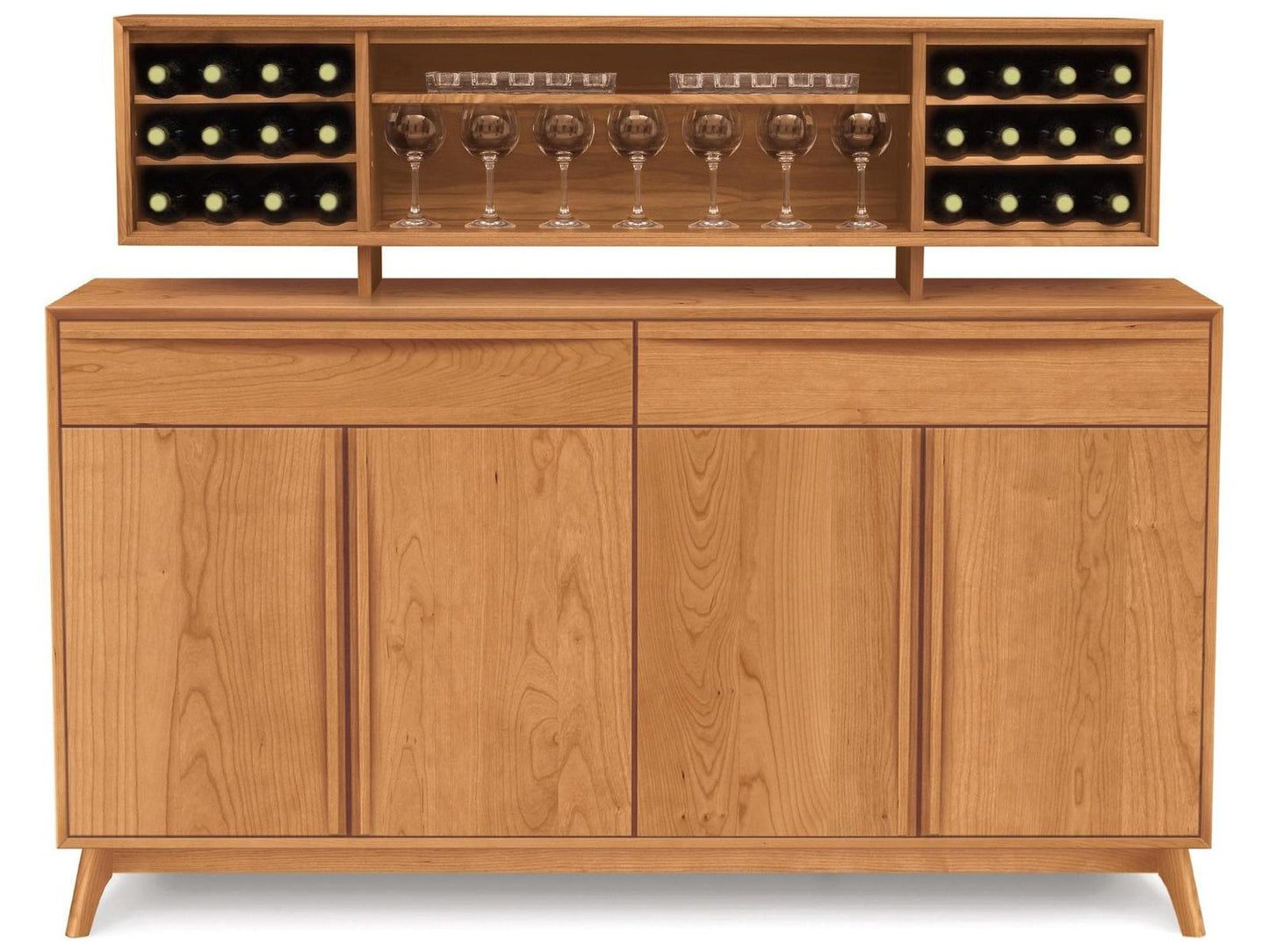 Catalina 2 Drawers 4 Doors Buffet in Natural Walnut Mid-Century Modern