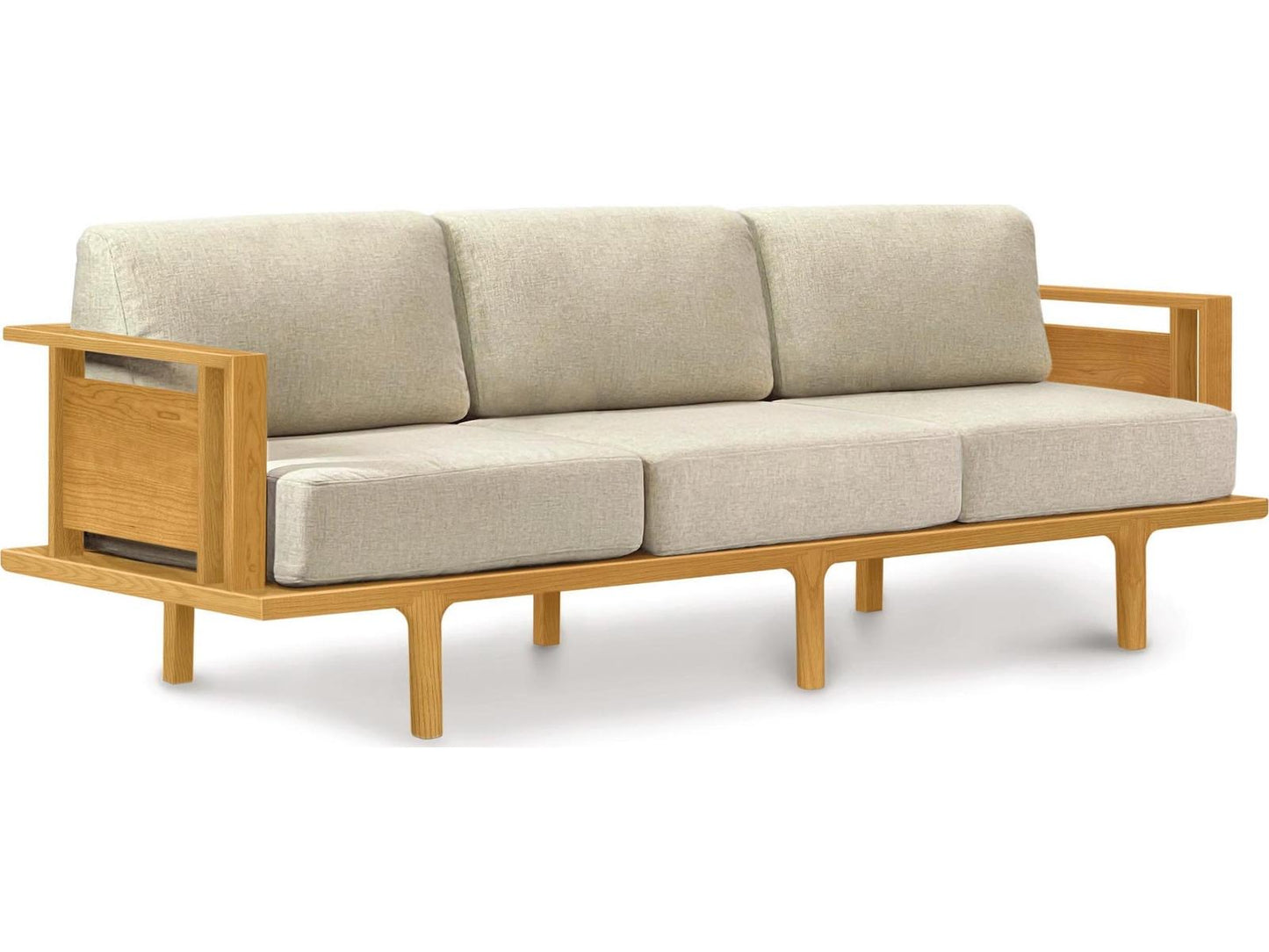 Sierra 3-Seat Upholstered Sofa with Wood Panels
