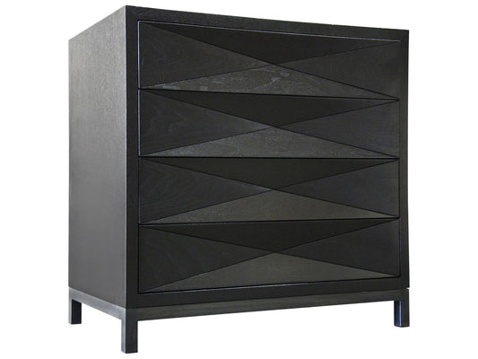 Diamante Black Shellac Nightstand with Steel Base
