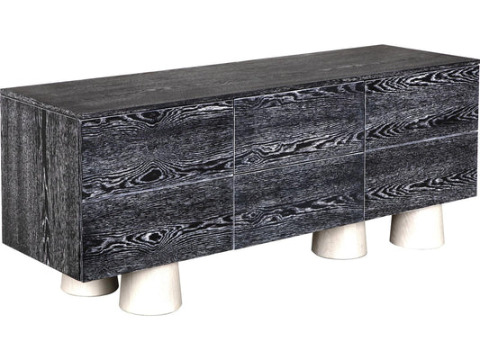 Jules Cabinet Cerused Black and Washed Oak with Reclaimed Wood