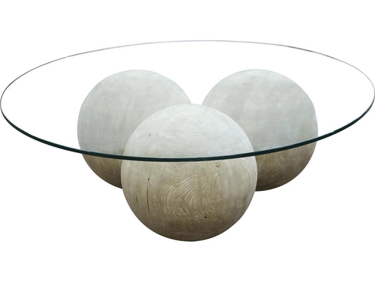 Allium Round Glass Grey Wash Coffee Table