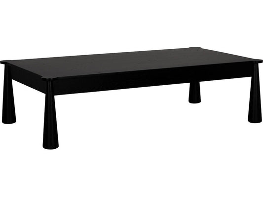 Telluride Rectangular Wood Black Coffee Table Rustic Oak