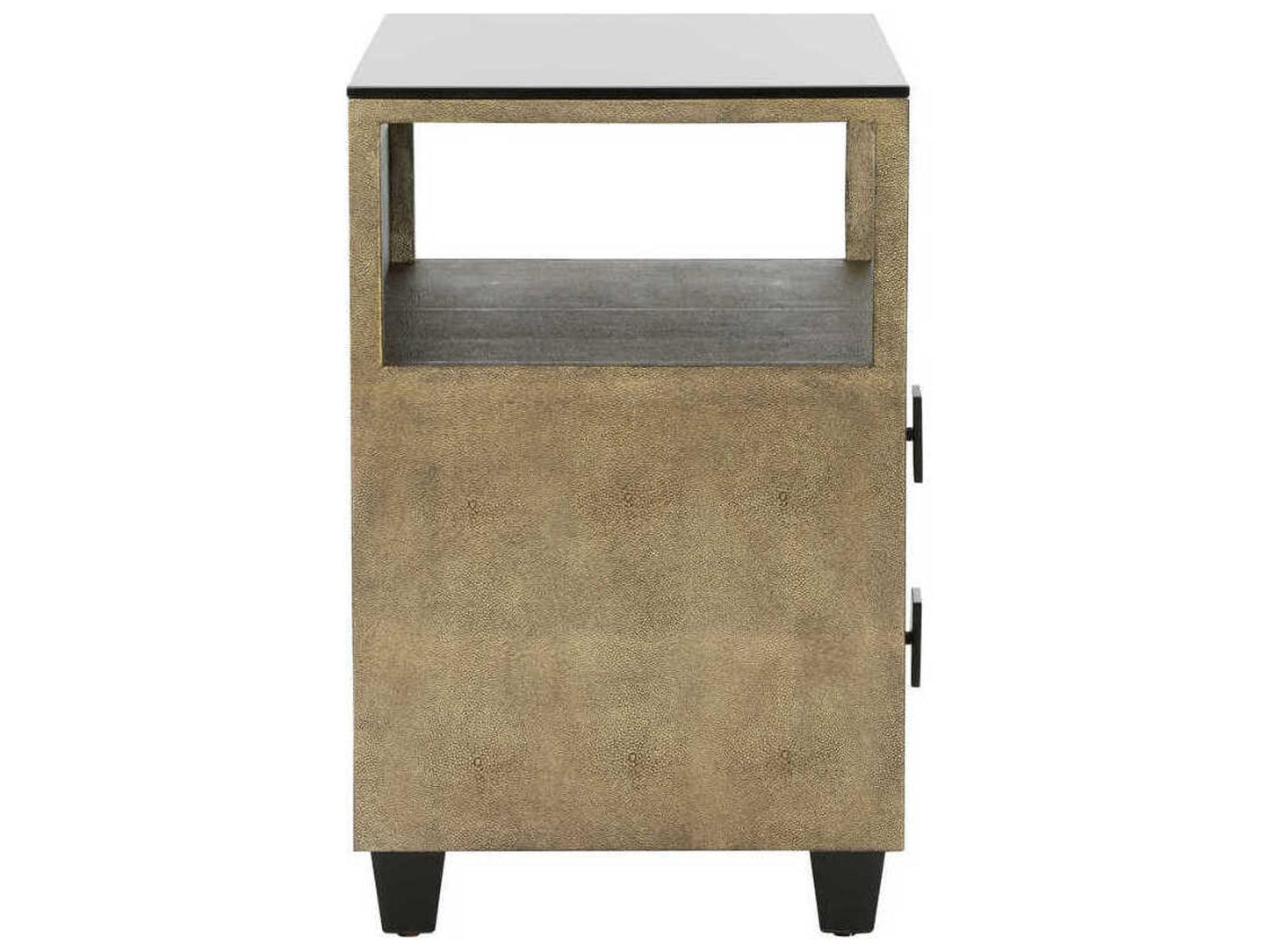 Pendry 2-Drawer Nightstand in Antique Gold and Black Shagreen