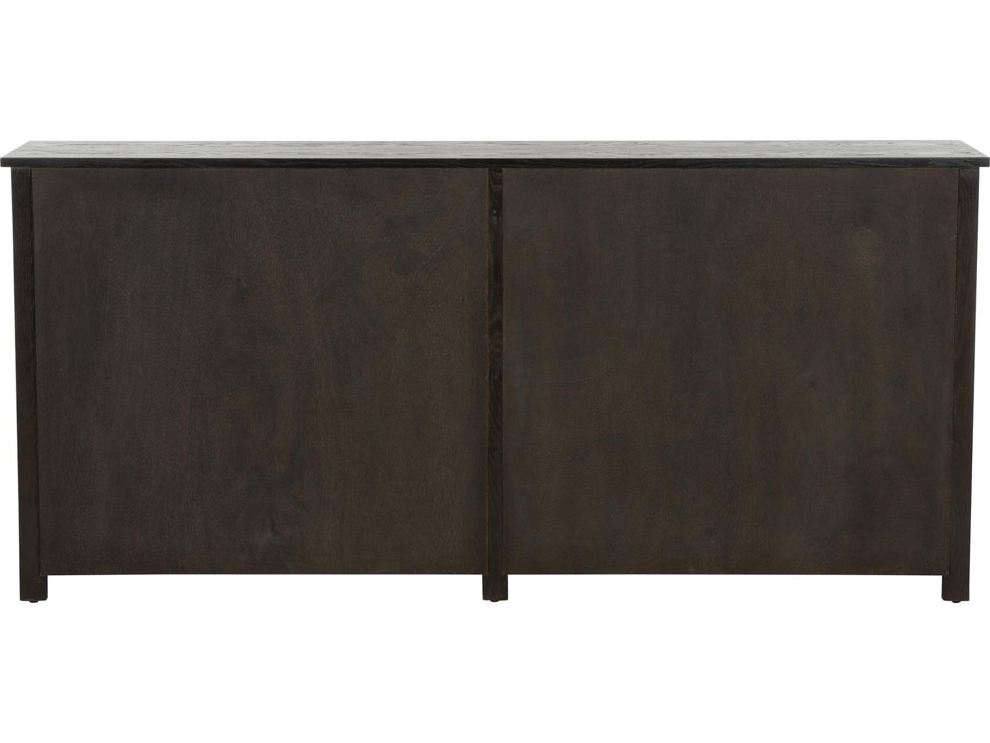 Wrightsbury Rectangle Console Table in Black Wood and Grasscloth