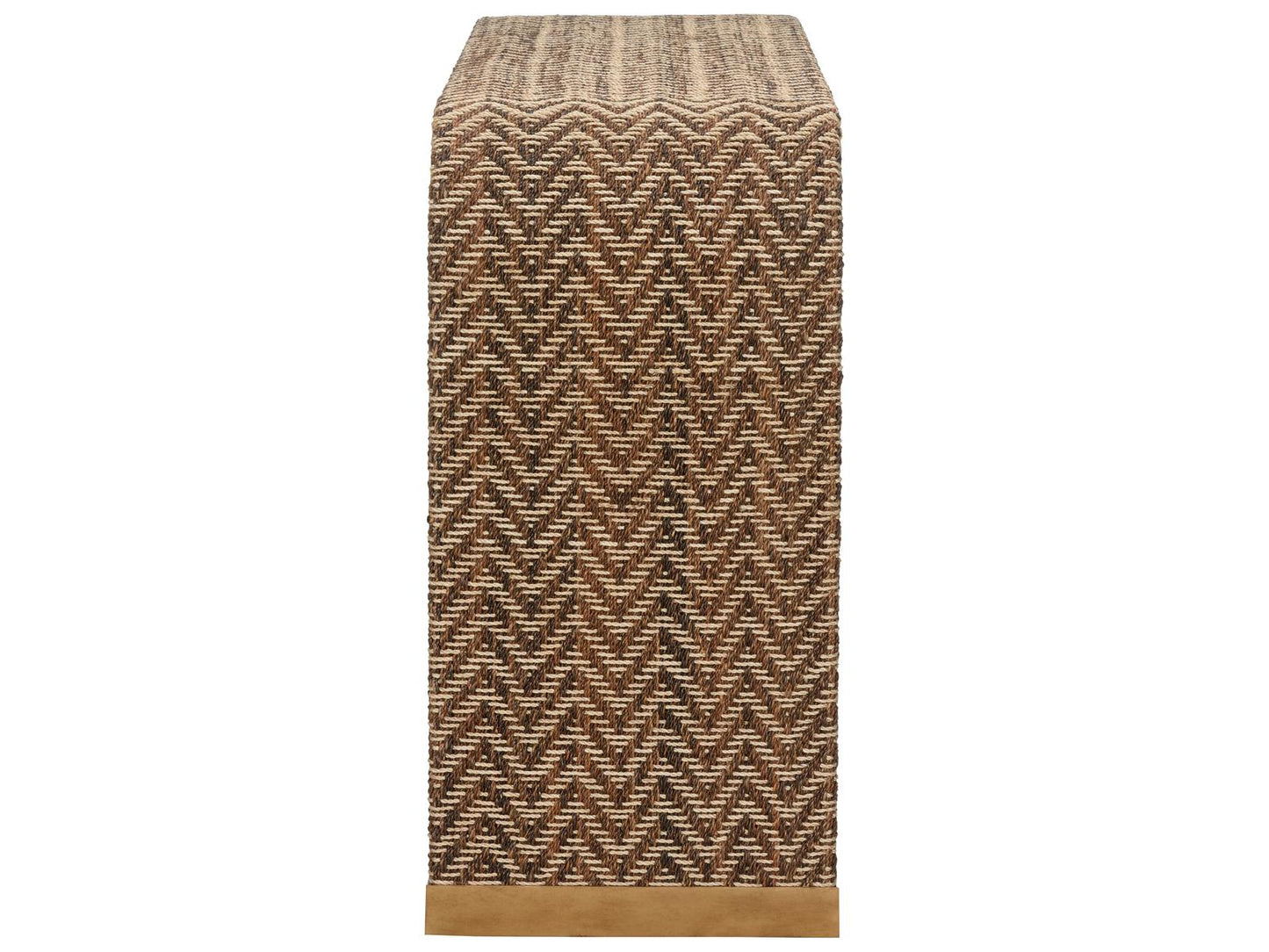 Bill Cain Rope Waterfall Console Table in Brown and Gold Abaca Rope
