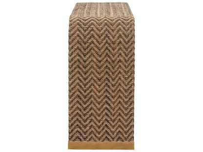 Bill Cain Rope Waterfall Console Table in Brown and Gold Abaca Rope