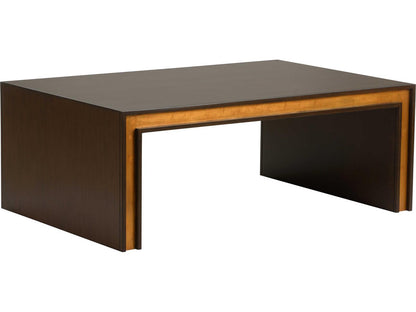 Jamie Merida Rectangular Wood Mahogany Antique Gold Leaf Baldwin Coffee Table