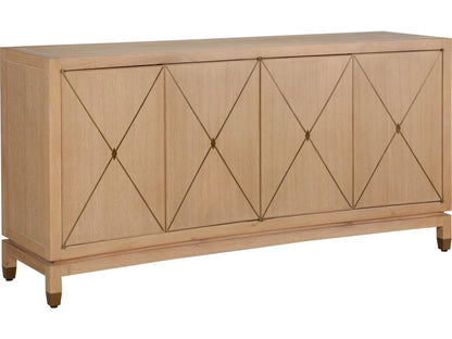 Brentwood Console Table in Cerused Oak with Brass Inlay
