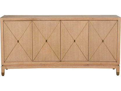 Brentwood Console Table in Cerused Oak with Brass Inlay