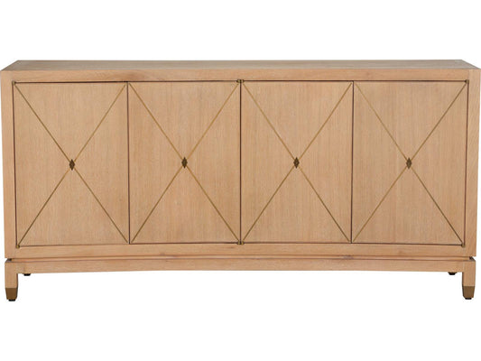Brentwood Console Table in Cerused Oak with Brass Inlay