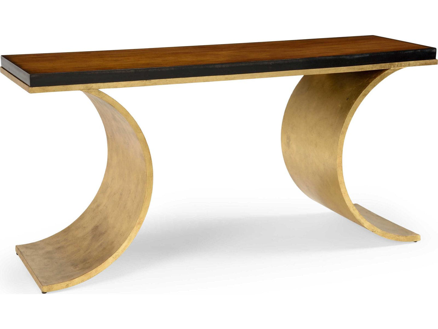Thames Console Table in Antique Gold Leaf with Wood Top