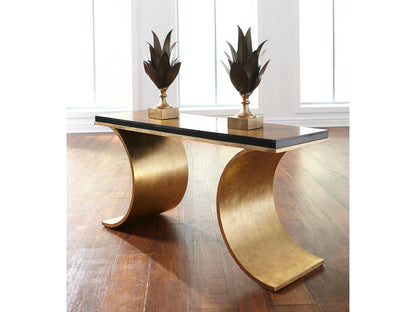 Thames Console Table in Antique Gold Leaf with Wood Top