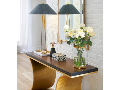 Thames Console Table in Antique Gold Leaf with Wood Top
