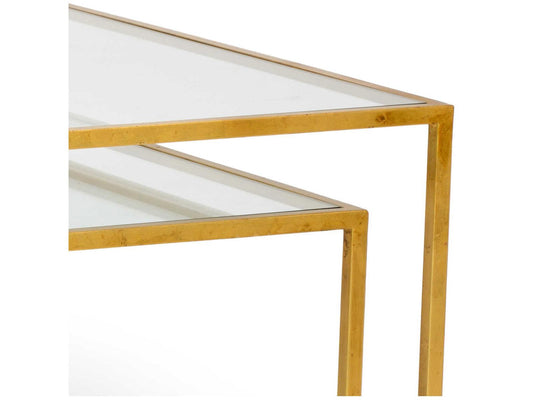 Nested Rectangular Glass Gold Leaf Coffee Table
