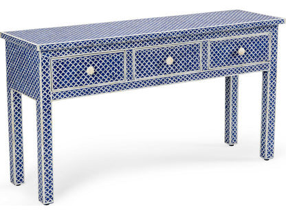 New London Console Table with Blue and White Bone Inlay
