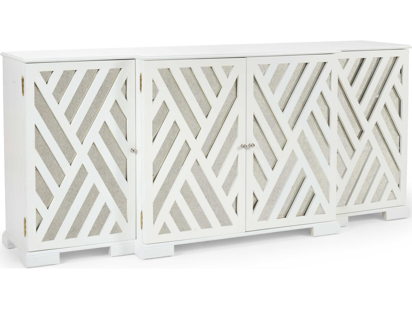 Tidewater White Wood Cabinet with Antique Mirror Doors