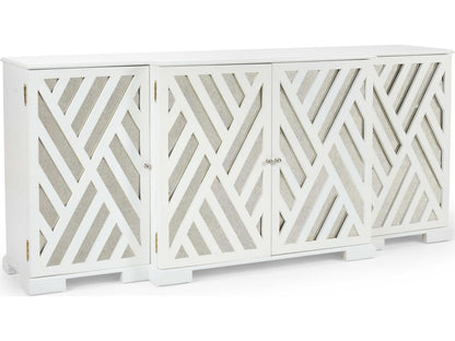 Tidewater White Wood Cabinet with Antique Mirror Doors