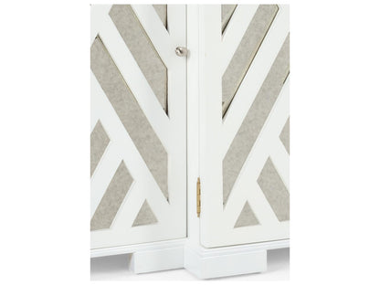 Tidewater White Wood Cabinet with Antique Mirror Doors